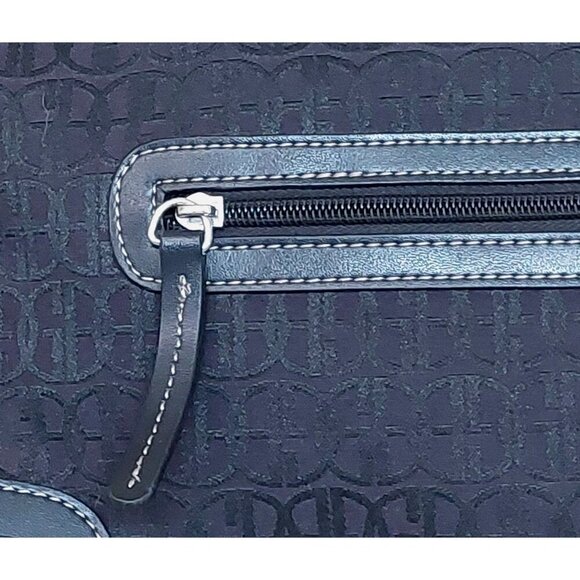 Gianni Bini Black Baguette Signature Print Leather Accent Shoulder Bag Purse - Picture 3 of 10